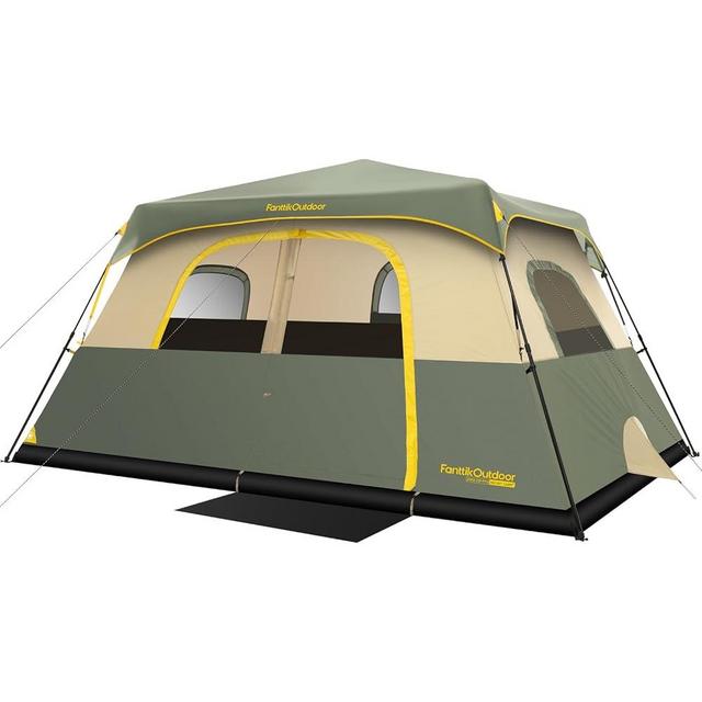 FanttikOutdoor Camping Tent 4/6/8/10 Person Instant Cabin Tent Setup in 60 Seconds with Rainfly & Windproof Portable with Carry Bag for Family Camping & Hiking, Upgraded Ventilation