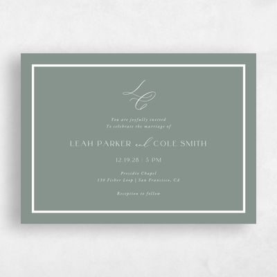 Deep Sage, Green Wedding Invitation - Artvin Landscape