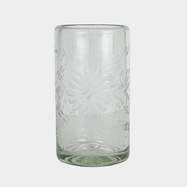 Floral Etched Drinking Glasses - Tall