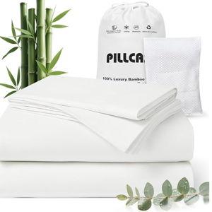 Luxury Organic Tencel & Viscose from Bamboo Cooling Sheet Set,Silky Soft Lyocell Sheets with Deep Pocket, Hypoallergenic & Breathable Bedding with Pillowcases (White, King)