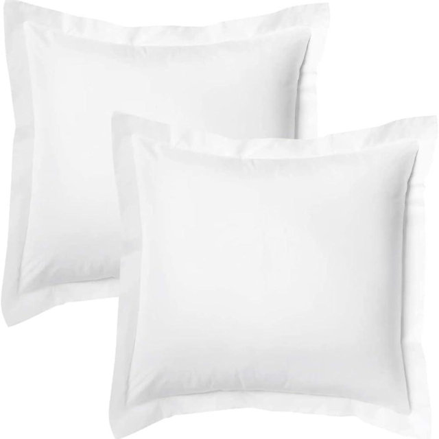 SLEEP-NEST Truly 600 TC | Long Staple Egyptian Cotton Euro Pillow sham 24" x 24" Set of 2 Sateen Weave European Square, Super Soft & Smooth Feel Premium Pillow Sham, Cushion Cover - White