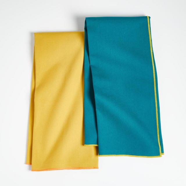 Tissi Teal and Yellow Dish Towels, Set of 2