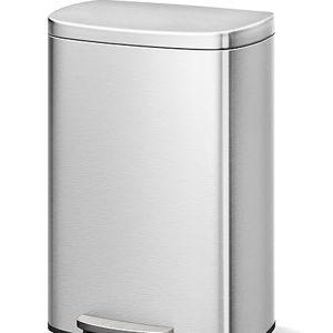 GarveeHome Stainless Steel Kitchen Trash Can, 13 Gal / 50 L Step-On Garbage Bin with Soft Close Lid, Large Rustproof Metal Trash Can for Kitchen, Silver