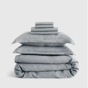 European Linen Double Flange Deluxe Bedding Bundle in Mist (King)