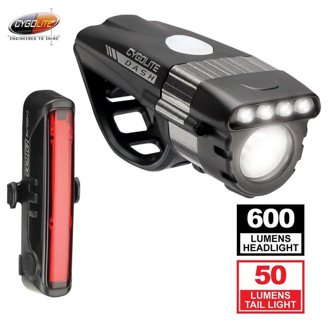 Cygolite Dash Pro 600 Lumen Headlight & Hotrod 50 Lumen Tail Light Combo Set