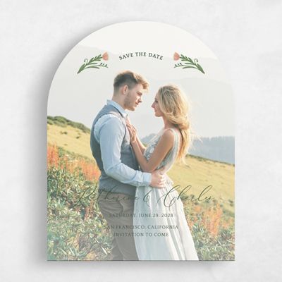 Pink Arch Wedding Save the Date - Pemberton Photo
