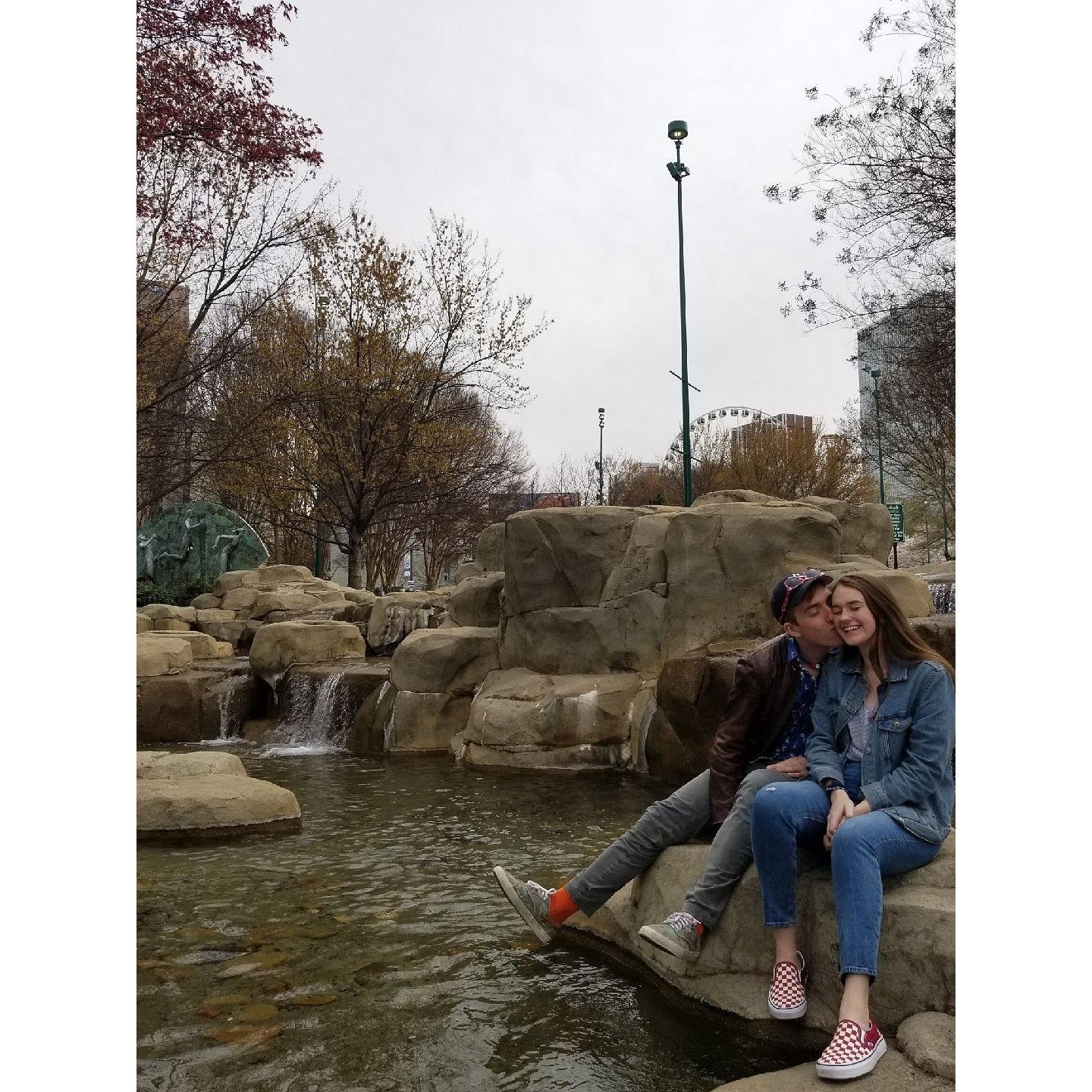 At Centennial Olympic Park in Atlanta, taken by best man Adrian