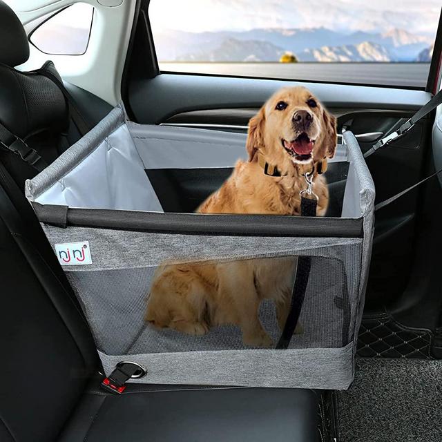 Dog Car Seat for Pet Travel with Waterproof Pad, Half seat Dog Hammock,Harness Hook, Breathable Mesh, and Adjustable Backseat Safety Belt, Small, Medium, Large Size