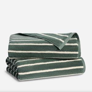 Striped Botanical Green - Super-Plush Turkish Cotton Bath Towels
