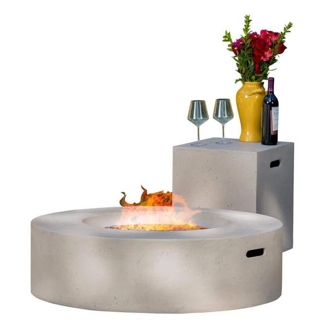 Aidan Gas Fire Pit Table in Light Grey 50,000 BTU with Tank Holder