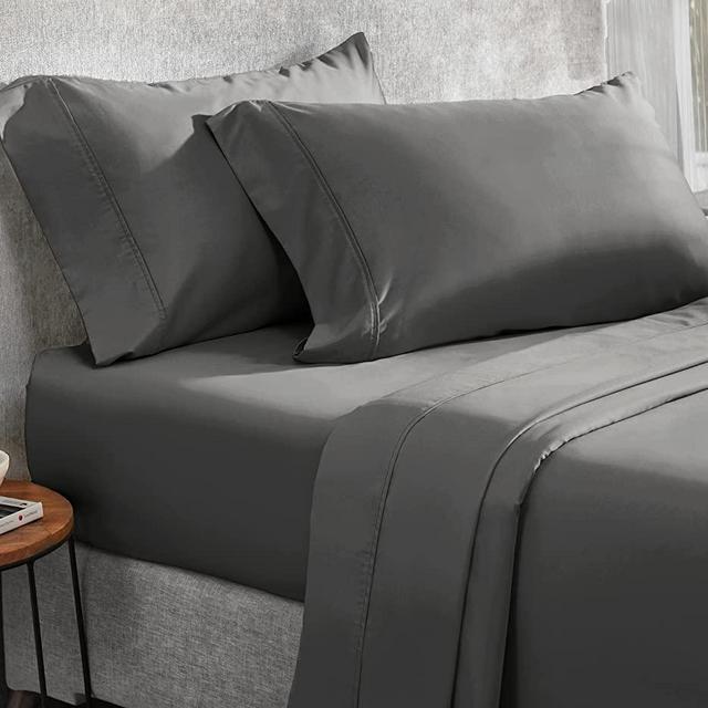 California Design Den Softest 100% Cotton Sheets, Full Size Sheet Sets, 4 Pc Set, 400 Thread Count Sateen Bedding, Deep Pocket Sheets, Cooling Sheets, Full Size Sheets, Breathable Bed Set (Dark Gray)