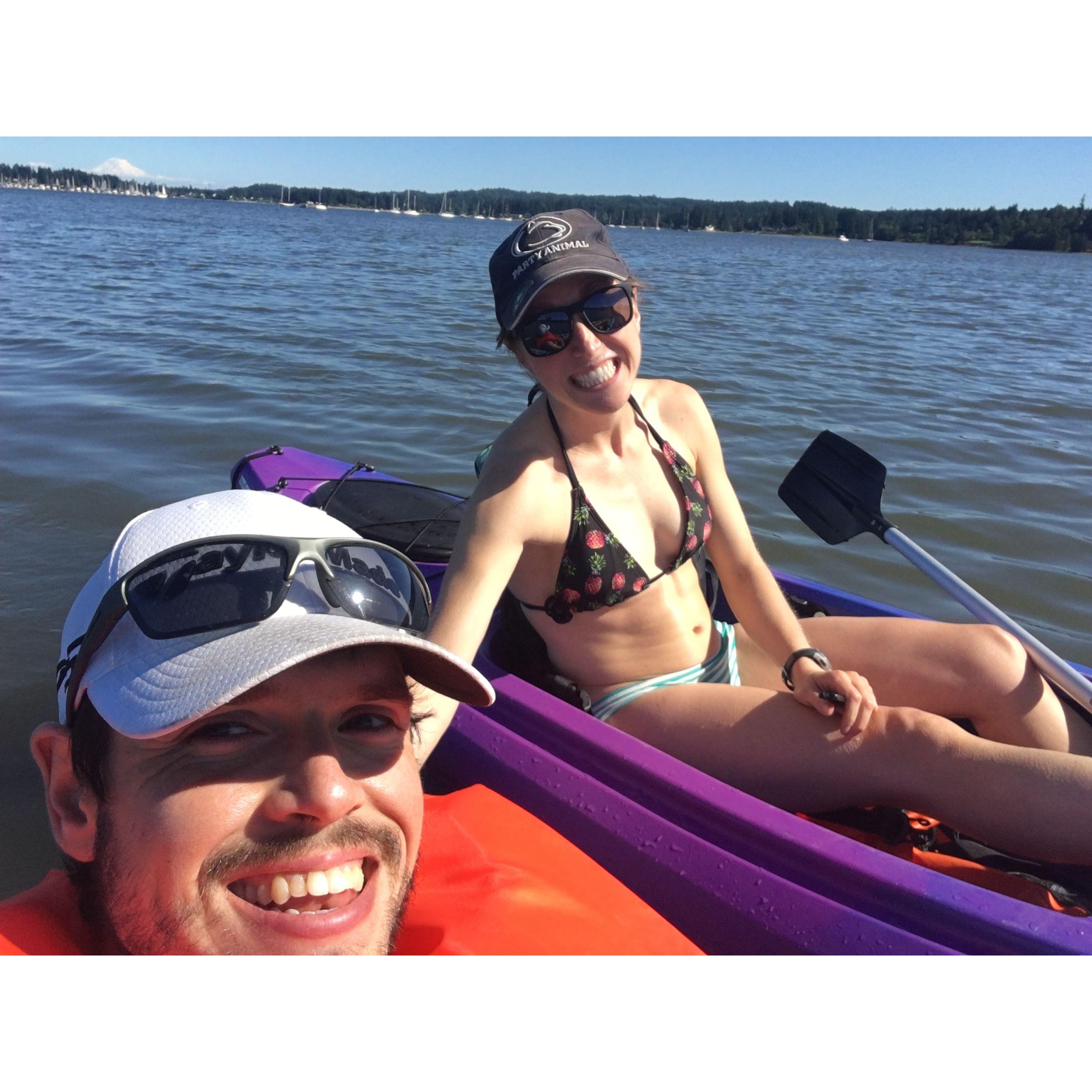 Out for a kayak on the Seattle Sound or Hood Canal, WA