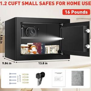 1.2 Cub Small Fireproof Safe for Home, Personal Fire Safe Box with Digital Keypad Key and Removable Shelf, Small Security Box for Money Firearm Medicine Valuables