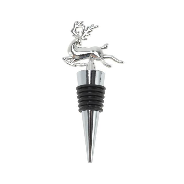 Unique Bargains Christmas Animal Bottle Stopper Zinc Alloy Silicone 3.86"x1.65"x0.79" 1 Pc Black, Silver Tone
