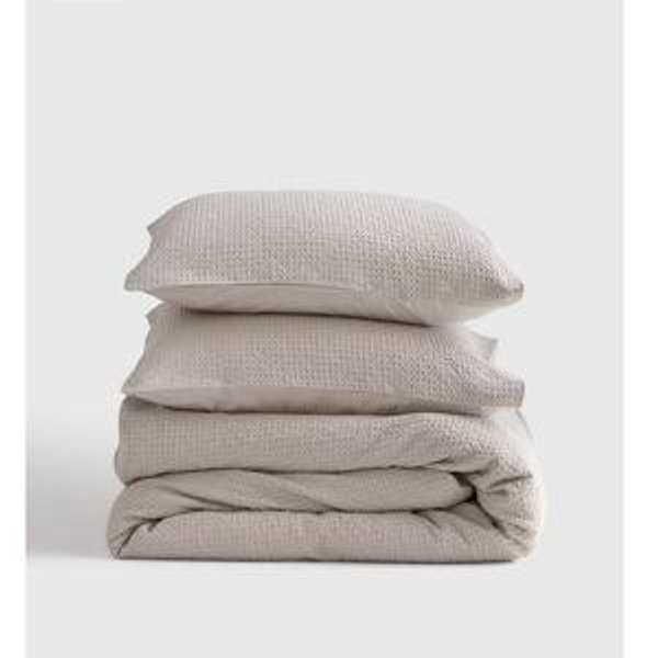 King - Organic Luxe Waffle Duvet Cover Set in Sand