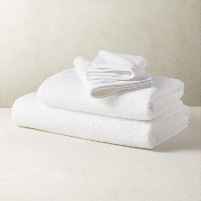 Brooks Ribbed Organic Cotton White Washcloth