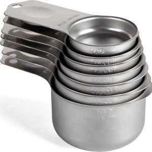 Stainless Steel Measuring Cups Set of 7 Stackable Heavy Duty Measuring Cups for Dry and Liquid Ingredients