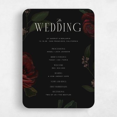 Black Rounded Wedding Program - Malina