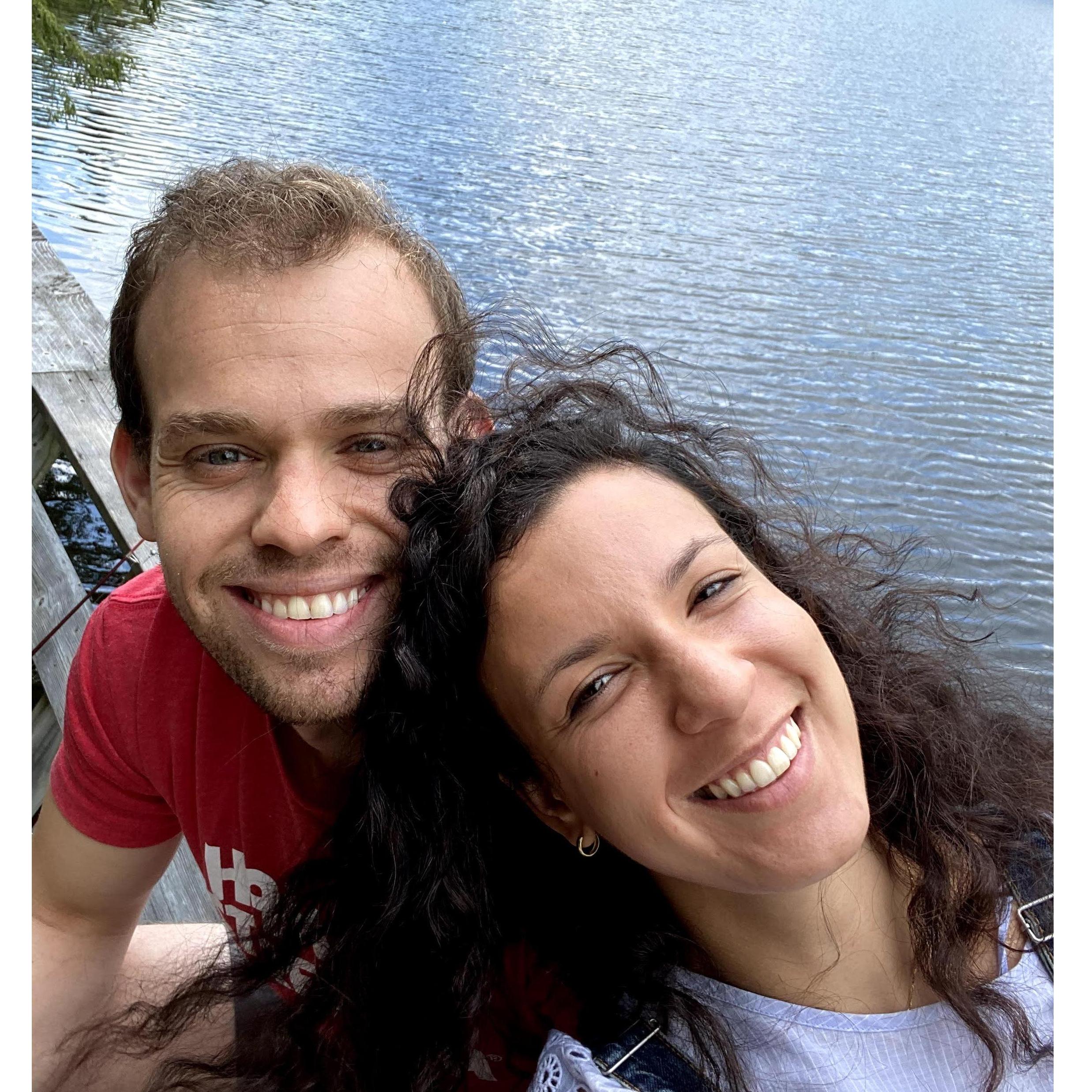Our second year anniversary! We rented a log cabin in New Hampshire for the weekend. Our favorite part was the deck overlooking the lake. Our least favorite part: the spiders.