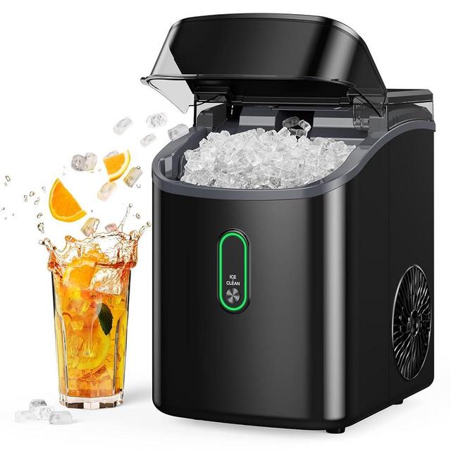 Silonn Nugget Ice Maker Countertop, Pebble Ice Maker with Soft Chewable Ice, Ready in 6 Mins, 34lbs Per Day, One-Click Operation Ice Machine with Self-Cleaning, for Home, Kitchen, Party, RV, Camping