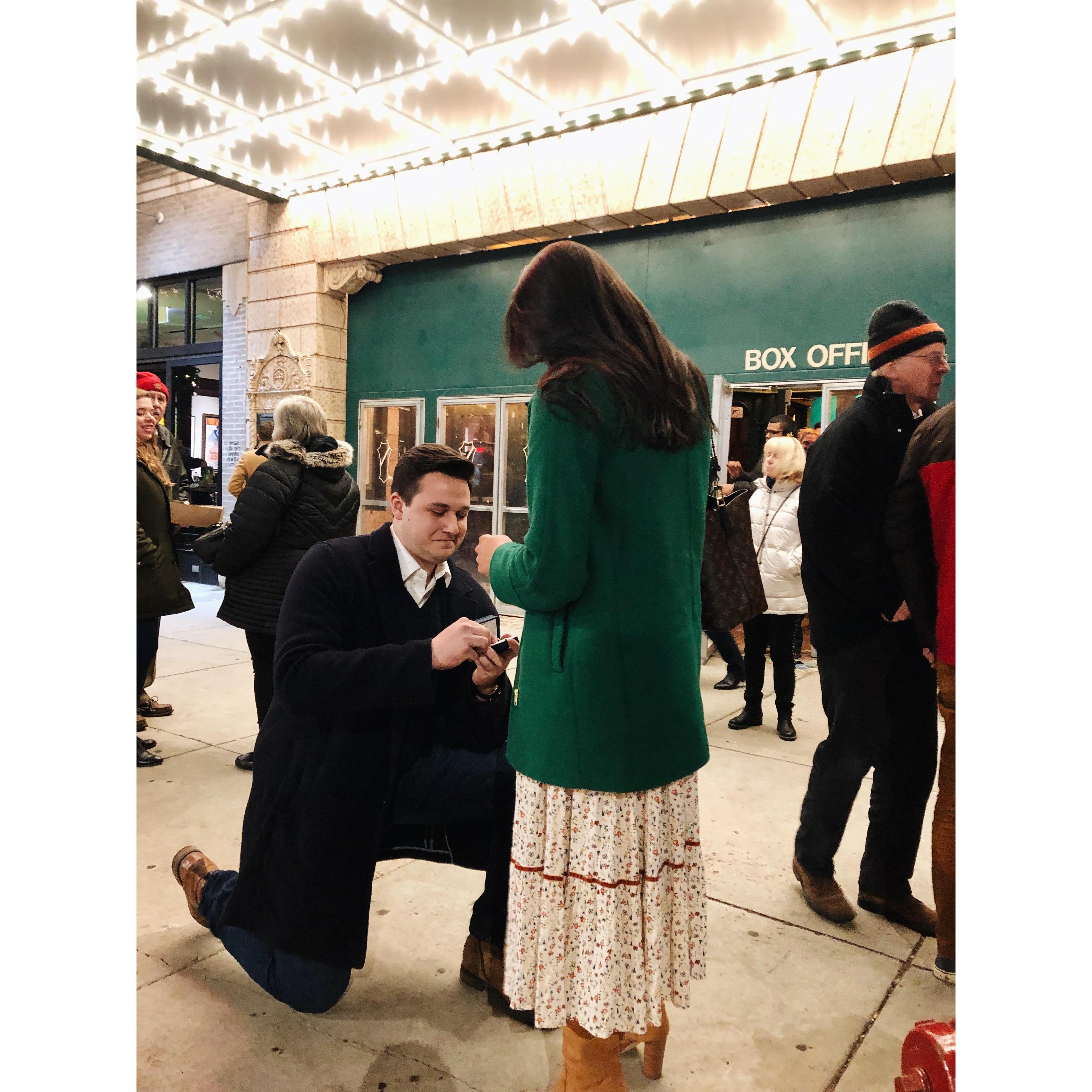 When we met, we realized our families had the same tradition each Christmas Eve: watching It's a Wonderful Life. We made it our own tradition to see it together at Music Box Theater each December.