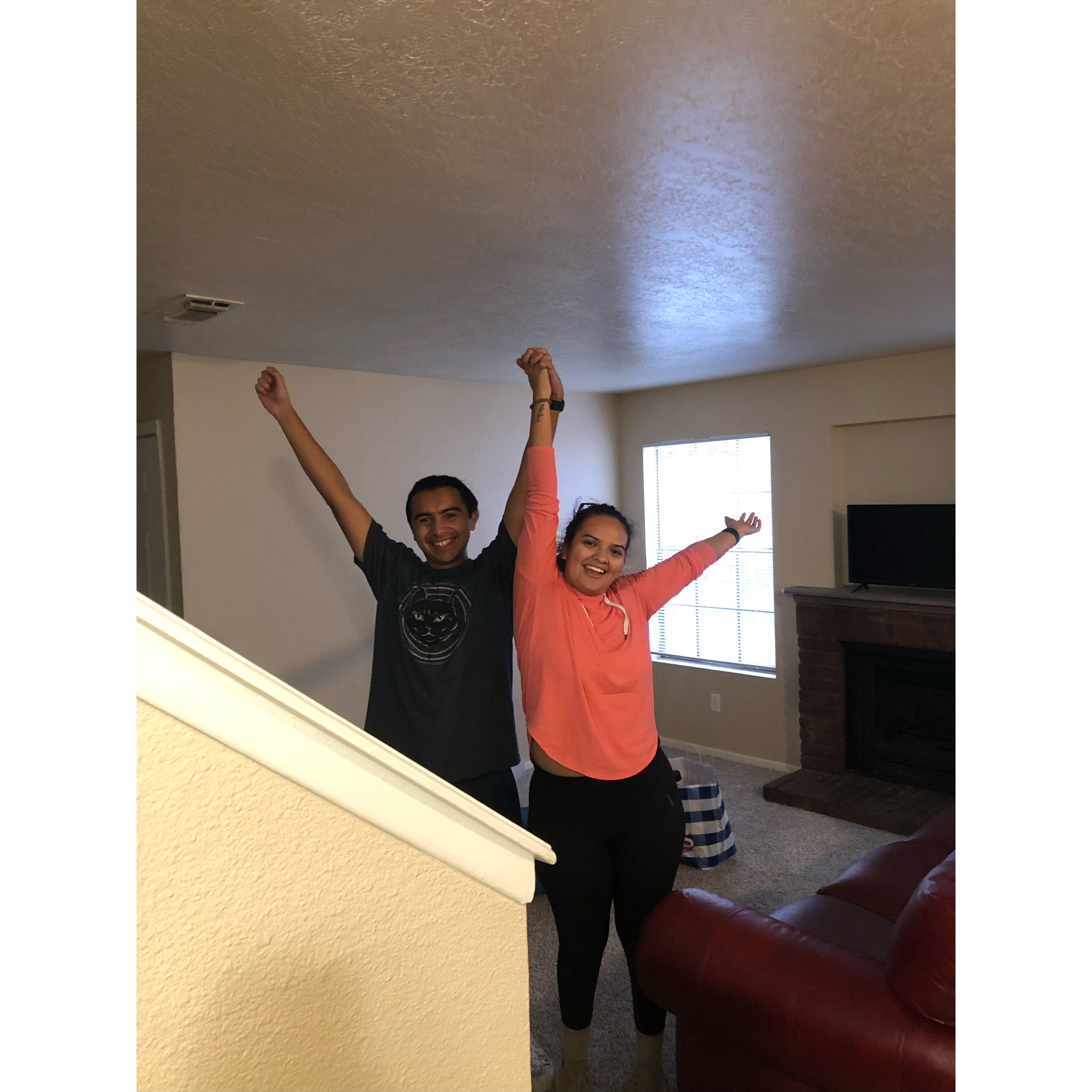 The first photo of us in our apartment! pc: Frank