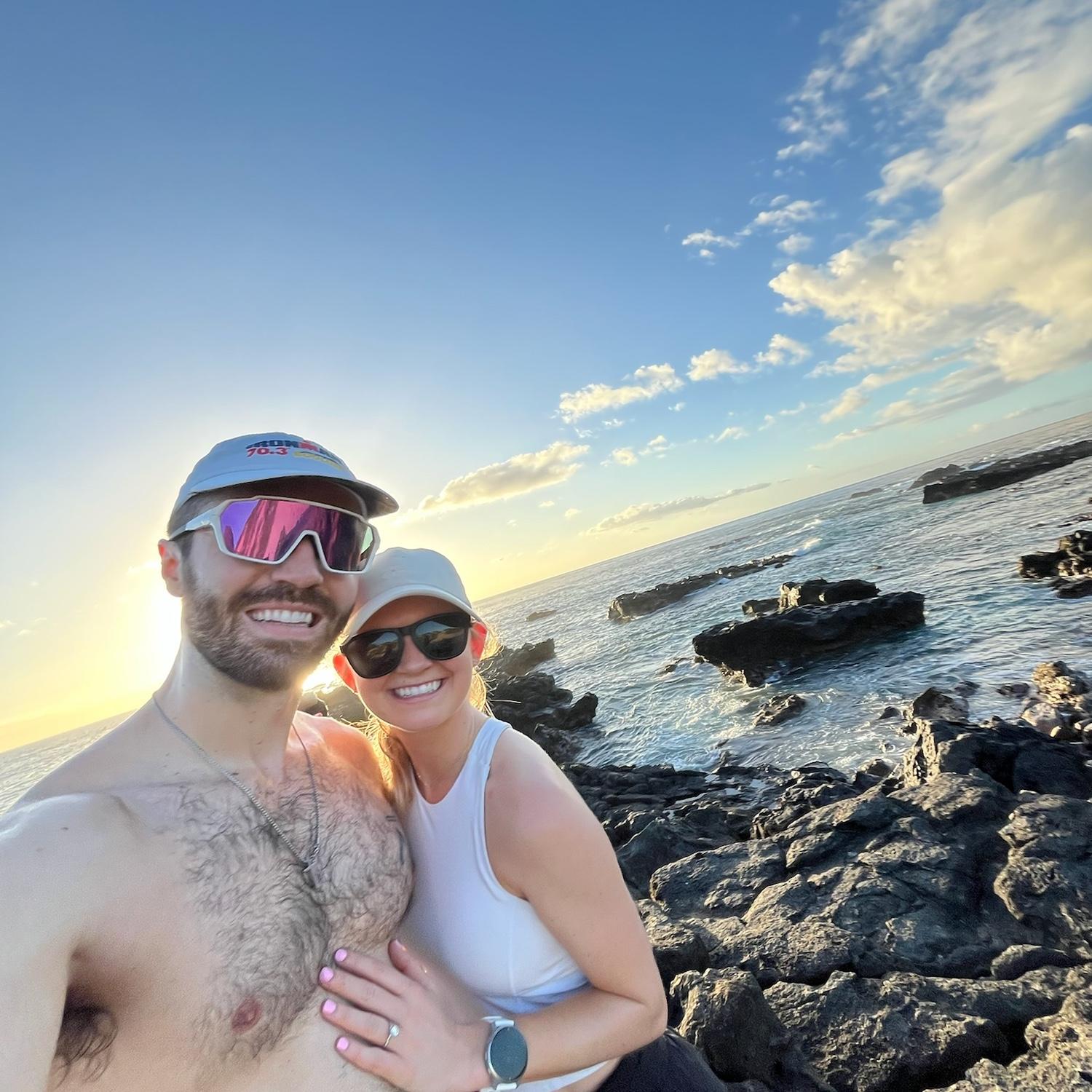Fun run in Hawaii after proposing.