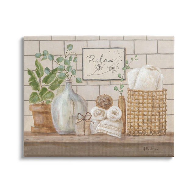 Stupell Industries Uplifting Bathroom Spa Relax Scene Gallery Wrapped Canvas Wall Art, 16 x 20