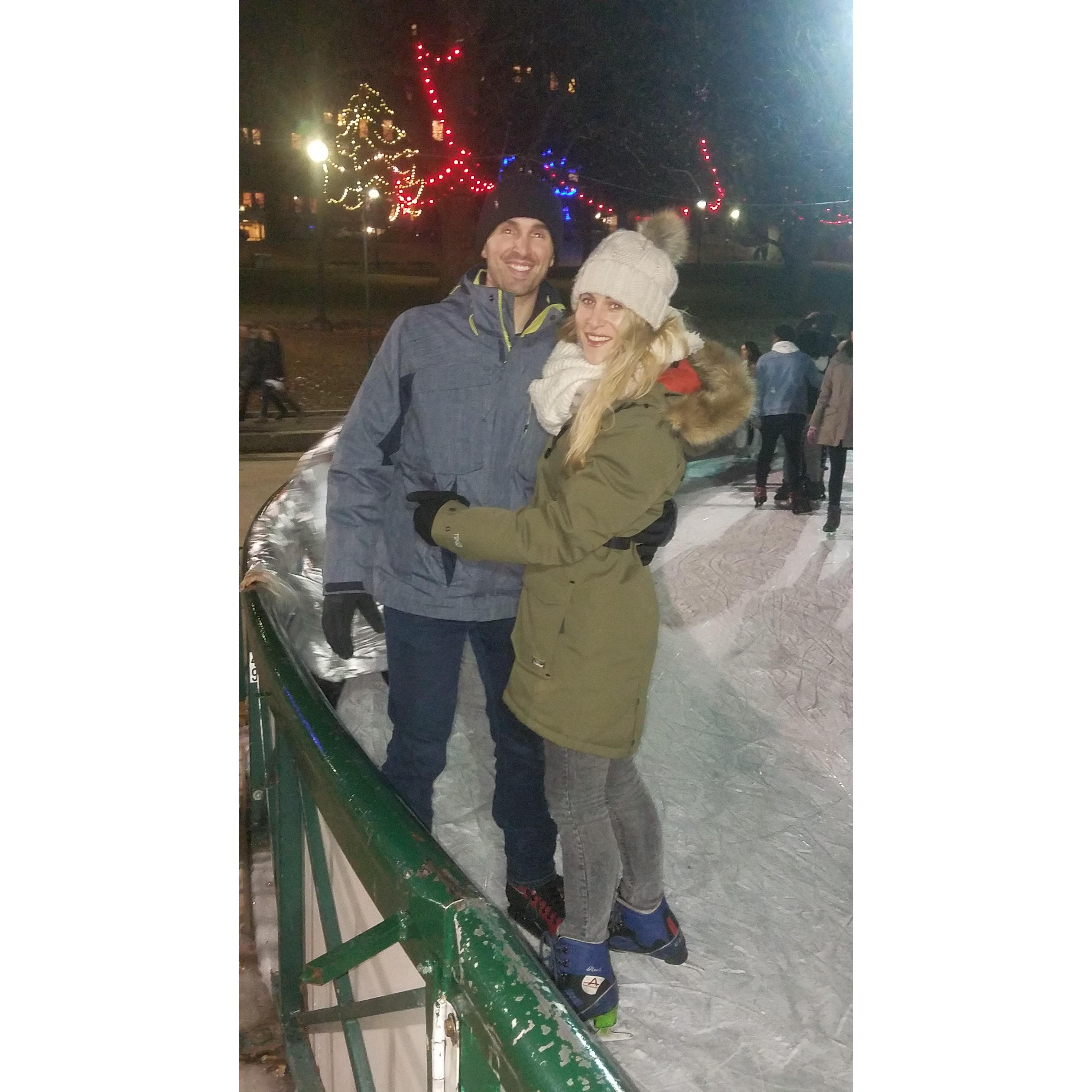 (I'm not cold with my hunny!)
Ice Skating at Frog Pond in December 2019