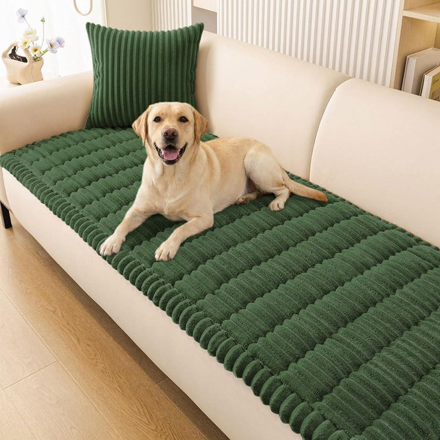 Smiry Couch Cover for Dogs, Non Slip Washable Sofa Protector for Pets, Soft Furniture Cover for Pet, Stylish Sofa Covers, Cozy Protect Against Fur, Dirt & Everyday Messes (Dark Green, 27.6" x 70.9")