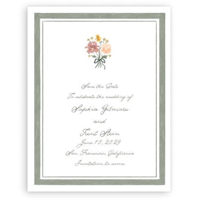 Dark Sage, Green Wedding Digital Save the Date - Flor Portrait