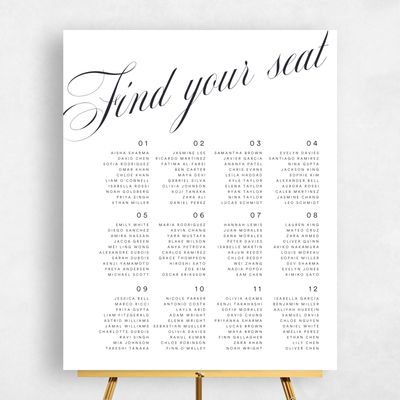 White Wedding Sign - Dametta Seating Chart
