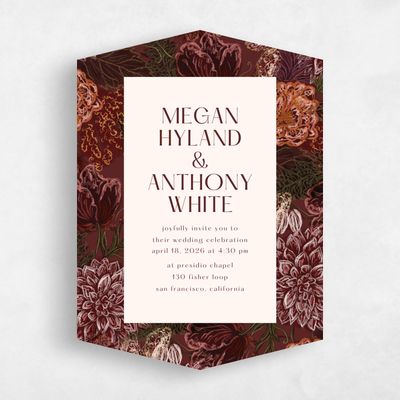 Red Diamond Wedding Invitation - Harlow Portrait