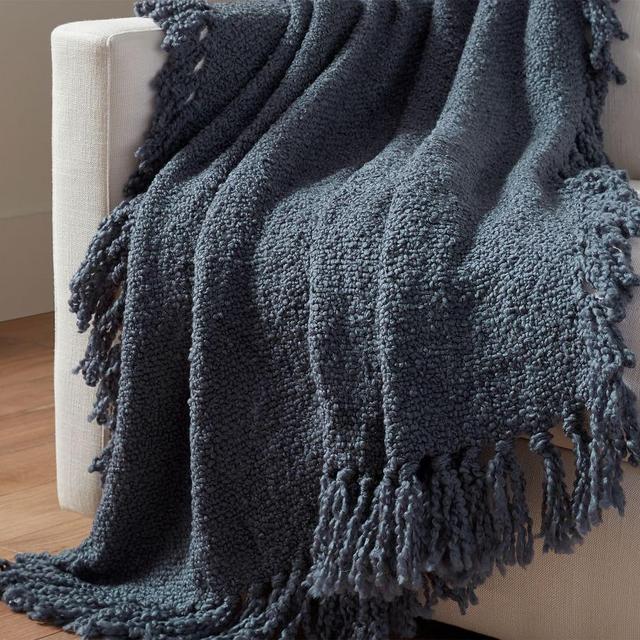 Dreamy Fringe Throw, 50" x 60", Steel Blue
