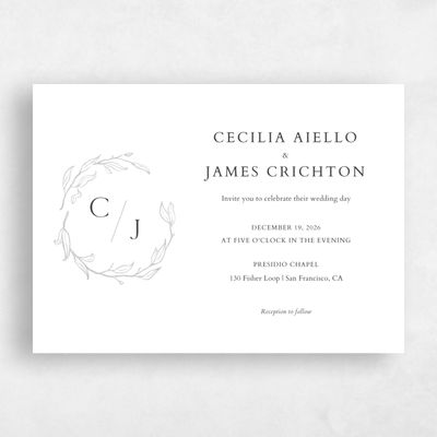 White Wedding Invitation - Everhart Landscape