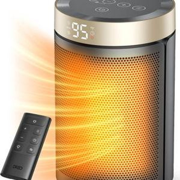 DREO Space Heater, Portable Electric Heaters for Indoor Use with Thermostat and Remote, 2024 Upgraded, Digital Display, 12H Timer, 5 Mode, 1500W PTC Ceramic Fast Safety Heat for Office Bedroom Home