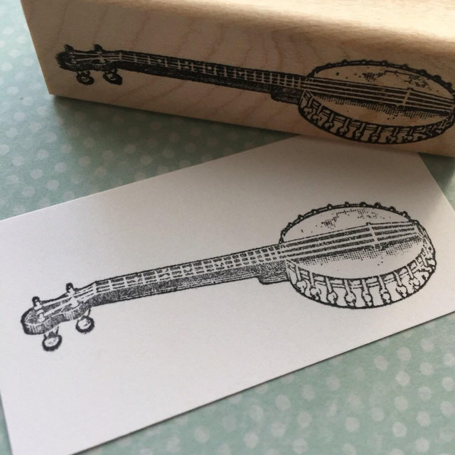 Banjo Rubber Stamp 1989 Music Stamp Bluegrass Stamp Musical Instrument Stamp Stringed Instrument Journal Stamp
