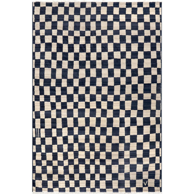 Nuloom Dominique Geometric 5x8 Indoor Area Rug for Living Room Bedroom Dining Room Kitchen, Navy/Ivory