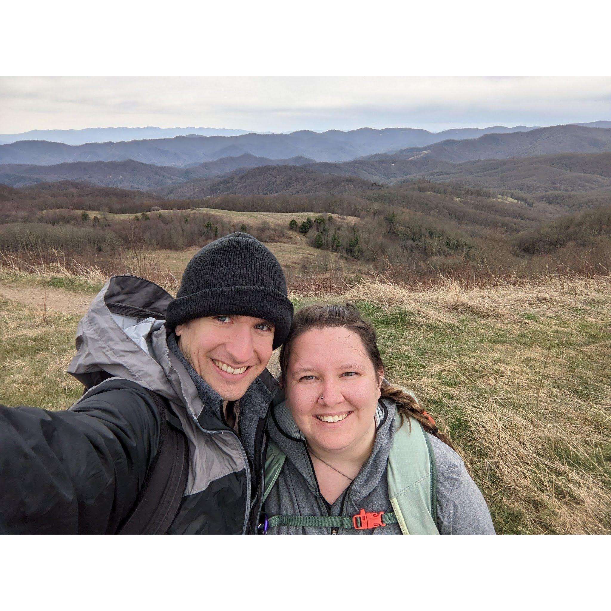 We took this photo on top of Max Patch in North Carolina - right before we got engaged