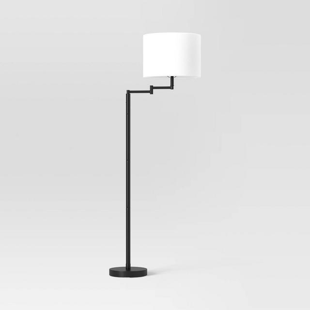 Metal Column Swing Arm Floor Lamp Black - Threshold™