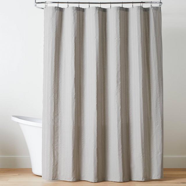 Crinkle Stripe Woven Shower Curtain Jet Gray - Hearth & Hand™ with Magnolia