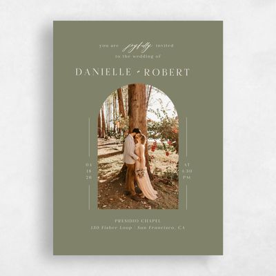 Khaki Green Wedding Invitation - Asher Photo