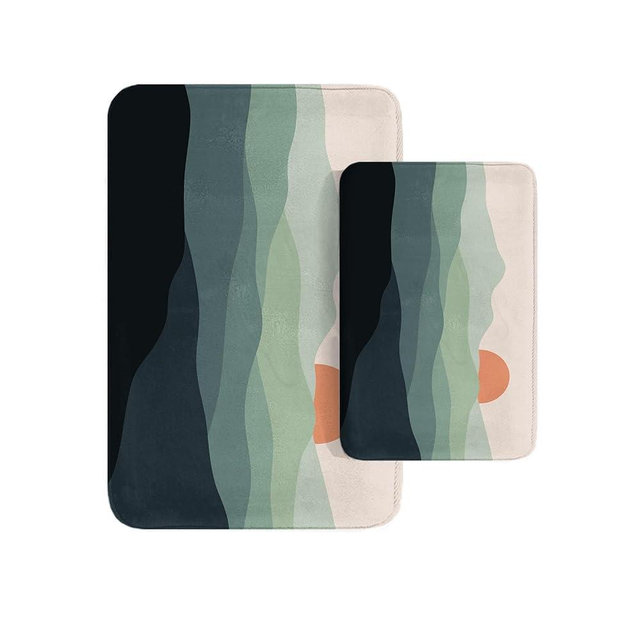 Britimes Bathroom Rug Mat Set of 2,Bathroom Mats Rugs No Silp Abstract Landscape Art Boho Bath Mat Bathroom Decorations Carpets 16x24 and 20x32 Inches for Kitchen Bedroom Indoor