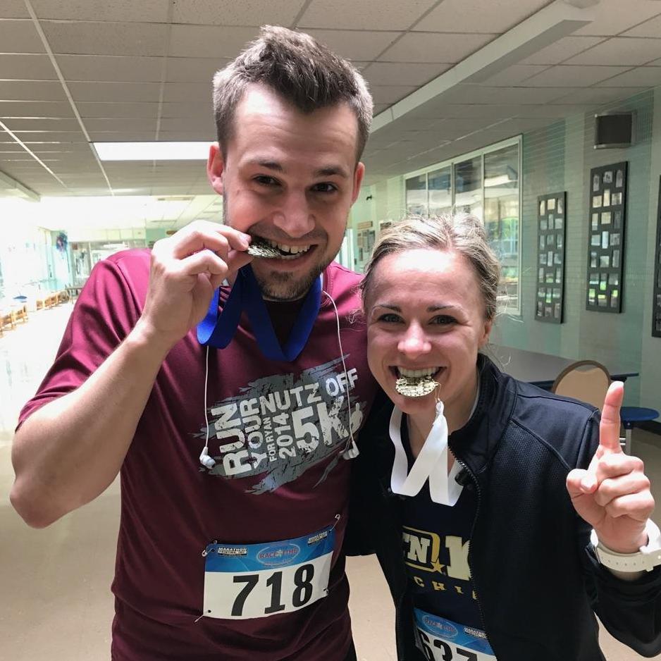 We're both competitive, and it paid off! We both placed first in our age categories in a 5k fundraiser race for Katlyn's high school.