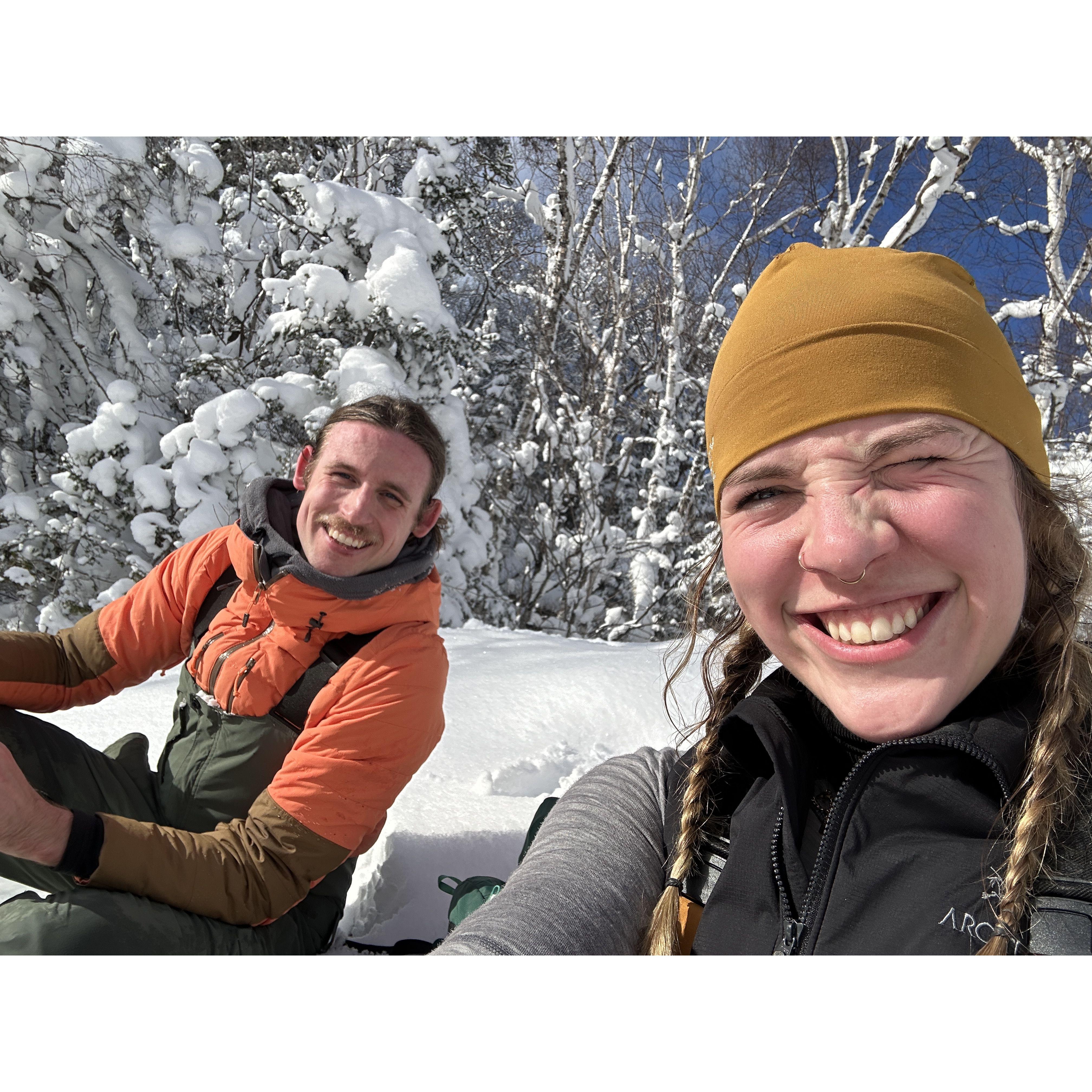 Backcountry skiing and eating pad thai in the sun - arguable one of our favorite winter memories