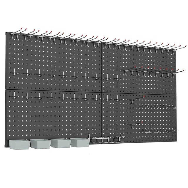 WALMANN Metal Pegboard Kit with Accessories for Wall Garage Tools Pegboard Storage System for Garage, Workbench, Shed Modular Peg Board Organizer Board with Hooks(Black)