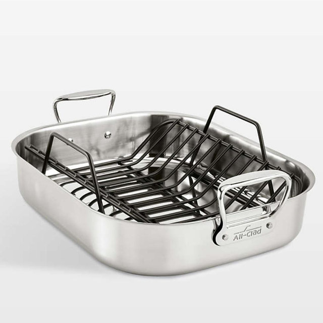 All-Clad ® Large 16"x13" Stainless Steel Roasting Pan with Rack