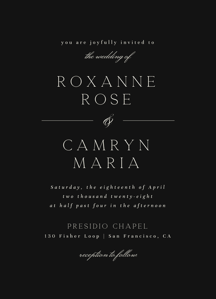 Zariah Portrait | Black | Zola Wedding Invitations