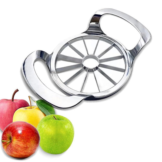 KNS ESSENTIALS Apple Slicer and Corer – Extra Large 12-Blade, Stainless Steel Apple Cutter – Heavy Duty, Easy to Use Kitchen Tool