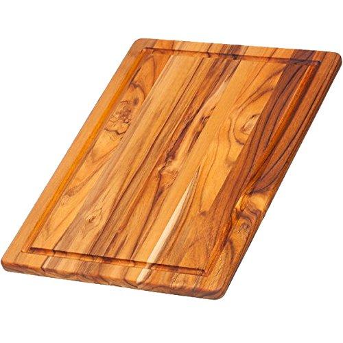 Teakhaus Cutting Board 40x28x1,4cm with sap Groove, 40 x 28 x 1.4 cm, Brown